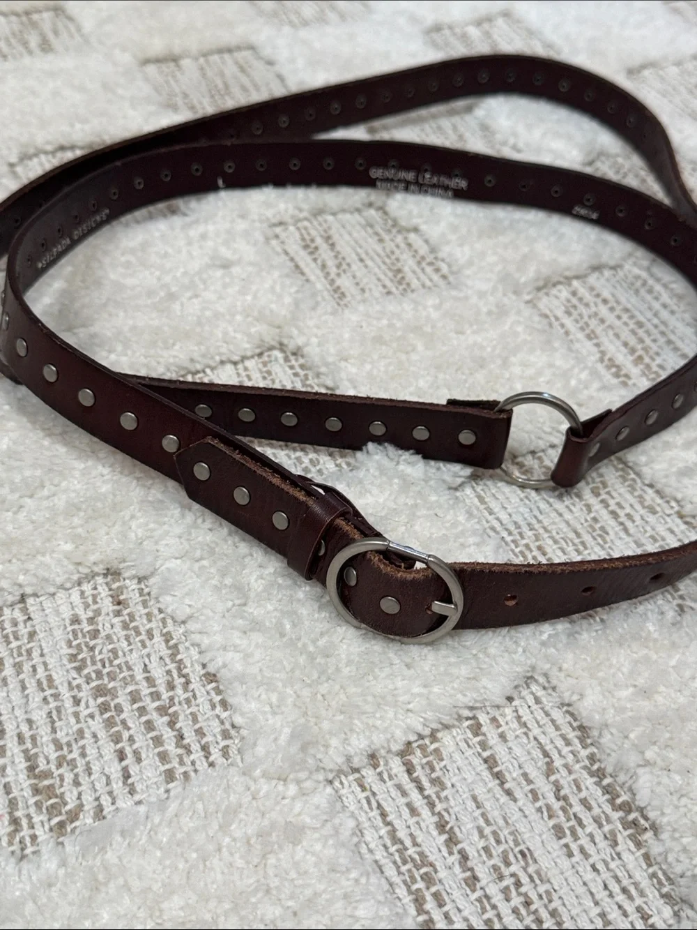 Silpada Designs Genuine Leather Double Wrap Studded Belt Brown 77” size large